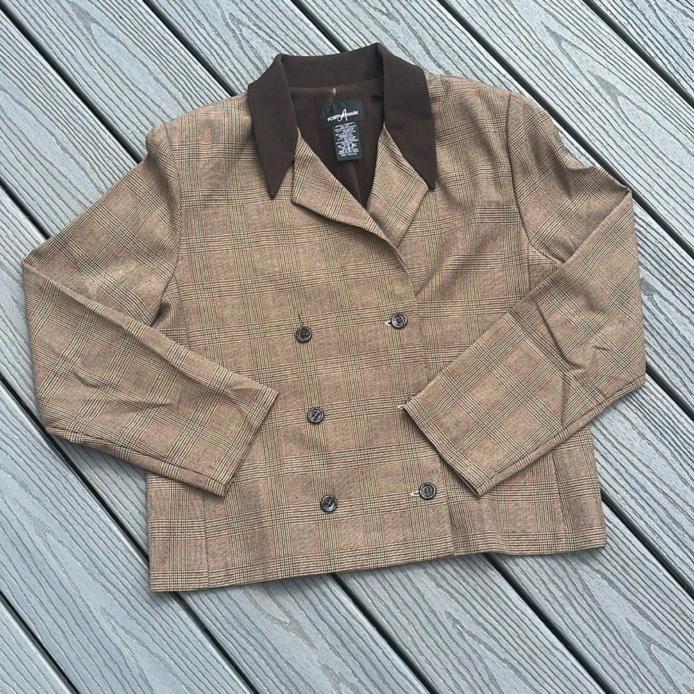 ❄️ Double Breasted Boxy Brown Blazer